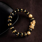 Feng Shui Black Obsidian Pi Xiu Bracelet Attract Wealth - Cerapoet